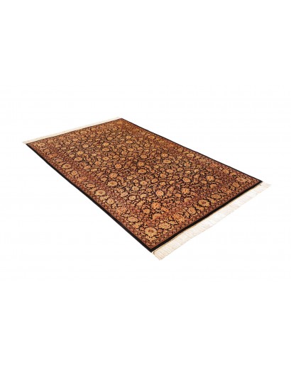Tappeto Ghom seta Persia marrone blu 130x198