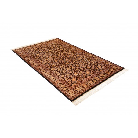 Tappeto Ghom seta Persia marrone blu 130x198