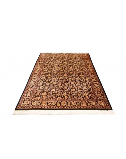 Tappeto Ghom seta Persia marrone blu 130x198