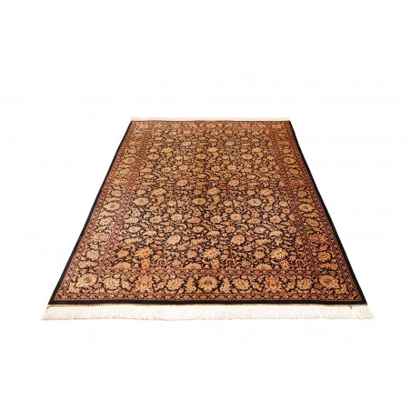 Tappeto Ghom seta Persia marrone blu 130x198