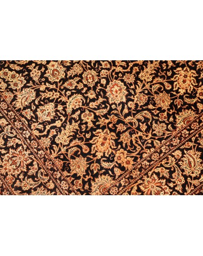 Tappeto Ghom seta Persia marrone blu 130x198