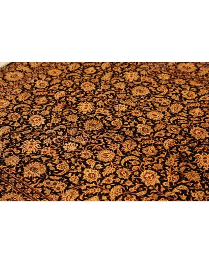 Tappeto Ghom seta Persia marrone blu 130x198