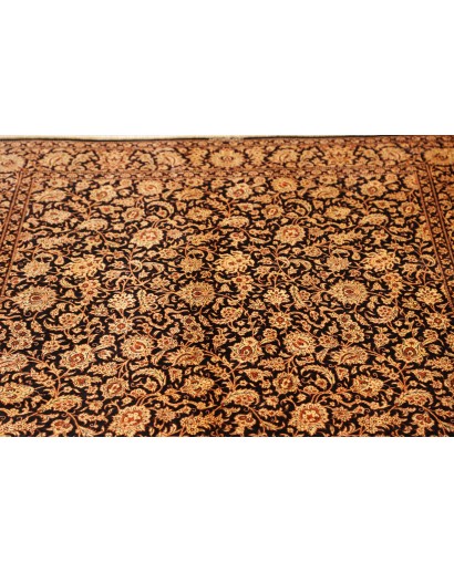 Tappeto Ghom seta Persia marrone blu 130x198