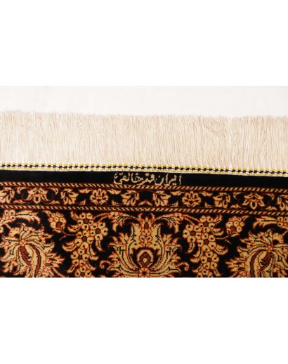 Tappeto Ghom seta Persia marrone blu 130x198