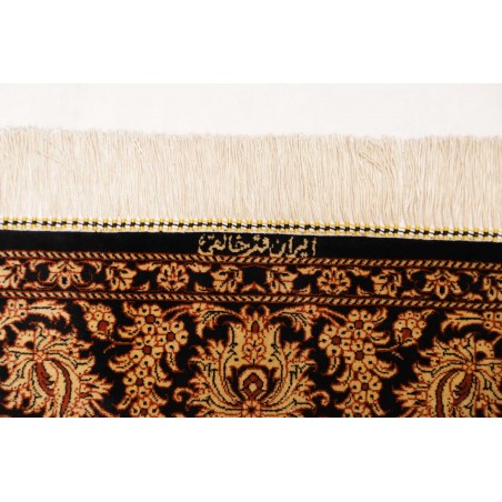 Tappeto Ghom seta Persia marrone blu 130x198