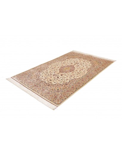 Tappeto Ghom seta Persia beige bianco 138x200