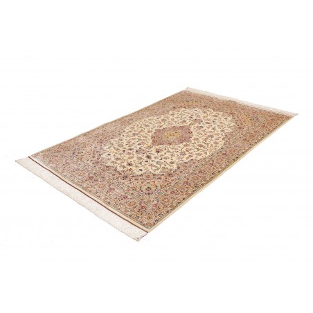Tappeto Ghom seta Persia beige bianco 138x200