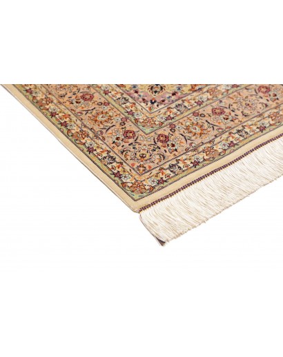 Tappeto Ghom seta Persia beige bianco 138x200
