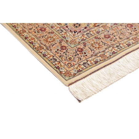 Tappeto Ghom seta Persia beige bianco 138x200