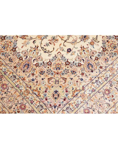 Tappeto Ghom seta Persia beige bianco 138x200