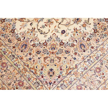 Tappeto Ghom seta Persia beige bianco 138x200