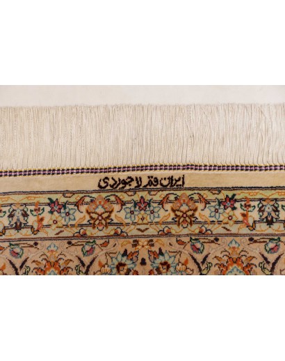 Tappeto Ghom seta Persia beige bianco 138x200