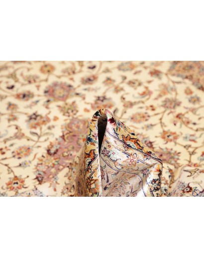 Tappeto Ghom seta Persia beige bianco 138x200