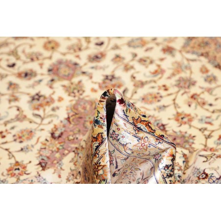 Tappeto Ghom seta Persia beige bianco 138x200
