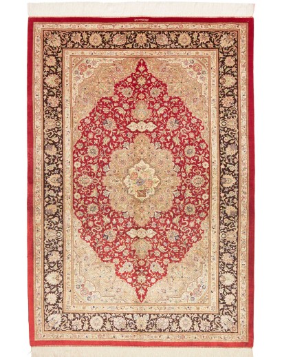 Tappeto Ghom seta Persia marrone 135x197
