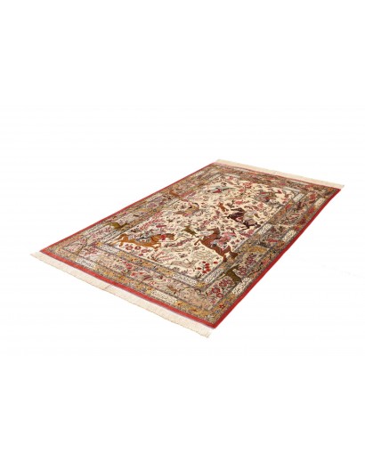 Tappeto Ghom seta Persia giallo marrone 132x203