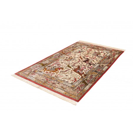Tappeto Ghom seta Persia giallo marrone 132x203