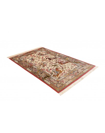 Tappeto Ghom seta Persia giallo marrone 132x203