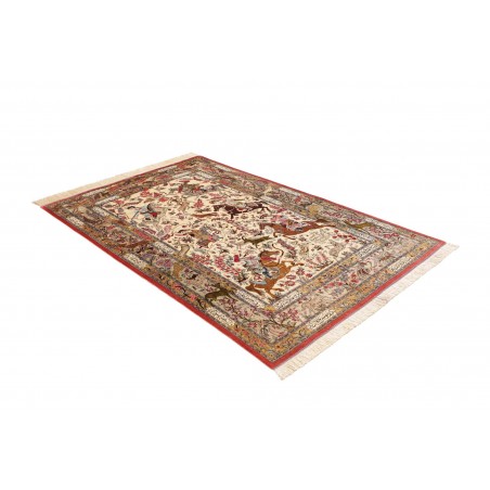 Tappeto Ghom seta Persia giallo marrone 132x203