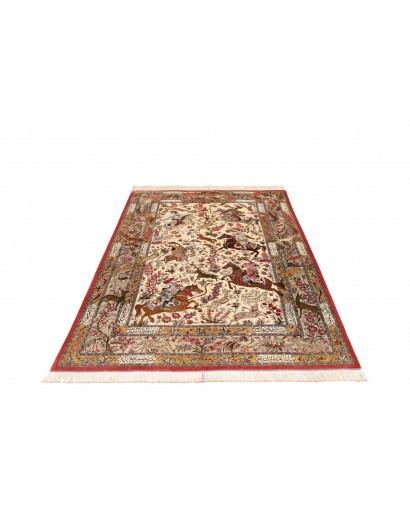 Tappeto Ghom seta Persia giallo marrone 132x203