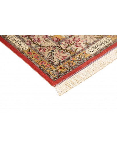 Tappeto Ghom seta Persia giallo marrone 132x203
