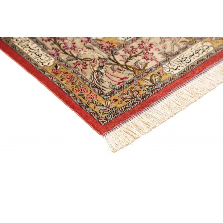 Tappeto Ghom seta Persia giallo marrone 132x203