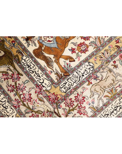 Tappeto Ghom seta Persia giallo marrone 132x203