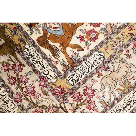 Tappeto Ghom seta Persia giallo marrone 132x203