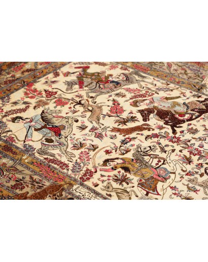 Tappeto Ghom seta Persia giallo marrone 132x203