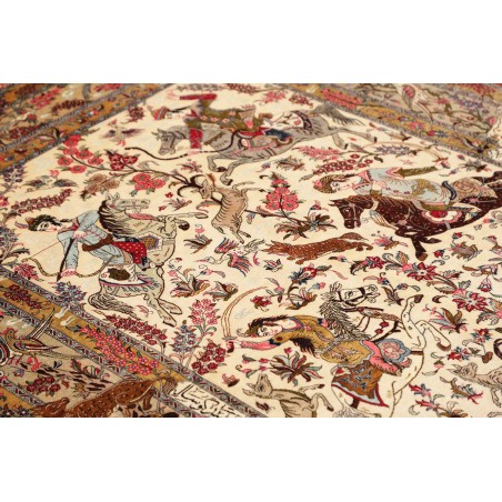 Tappeto Ghom seta Persia giallo marrone 132x203
