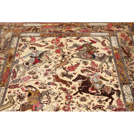 Tappeto Ghom seta Persia giallo marrone 132x203