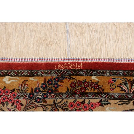 Tappeto Ghom seta Persia giallo marrone 132x203