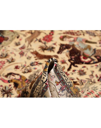 Tappeto Ghom seta Persia giallo marrone 132x203