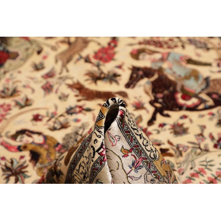 Tappeto Ghom seta Persia giallo marrone 132x203