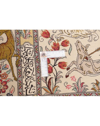 Tappeto Ghom seta Persia giallo marrone 132x203