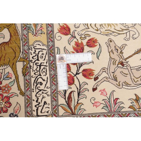 Tappeto Ghom seta Persia giallo marrone 132x203