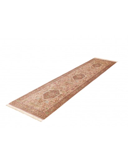 Tappeto Ghom seta Persia marrone bianco 70x299