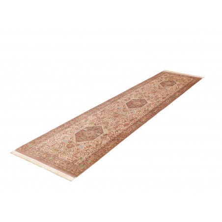 Tappeto Ghom seta Persia marrone bianco 70x299