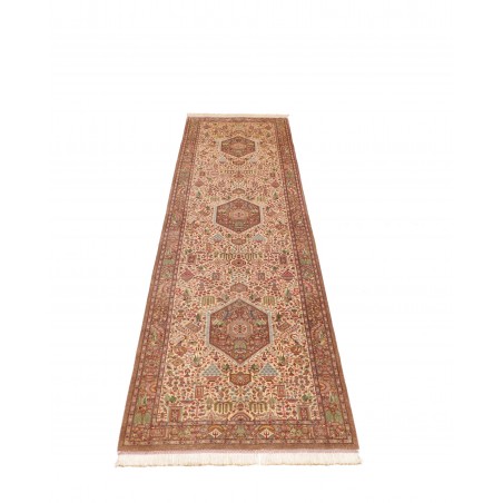 Tappeto Ghom seta Persia marrone bianco 70x299