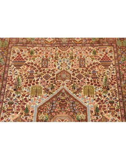 Tappeto Ghom seta Persia marrone bianco 70x299