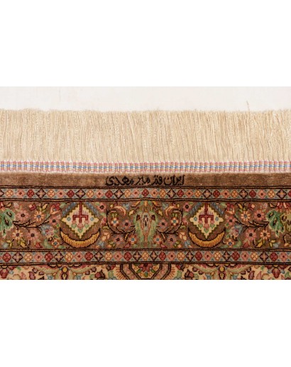 Tappeto Ghom seta Persia marrone bianco 70x299