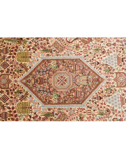 Tappeto Ghom seta Persia marrone bianco 70x299