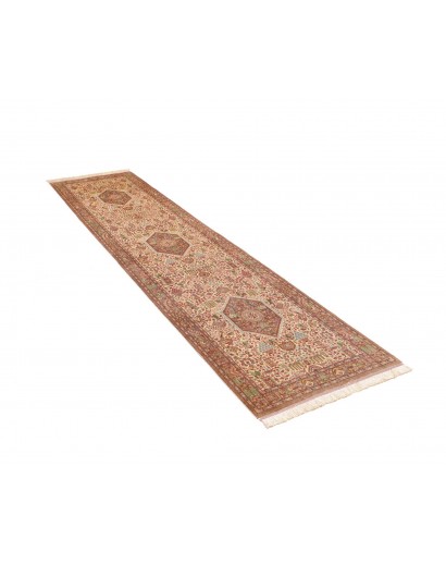 Tappeto Ghom seta Persia marrone bianco 70x298