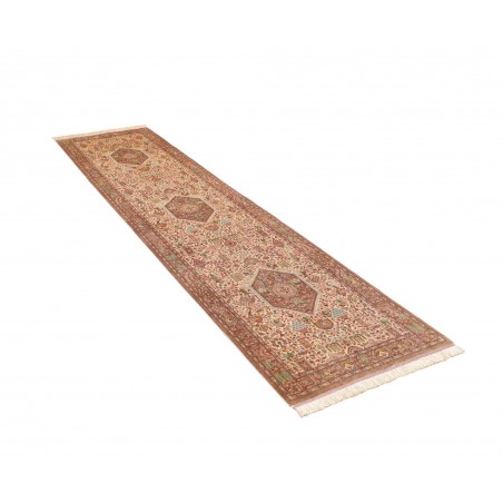 Tappeto Ghom seta Persia marrone bianco 70x298