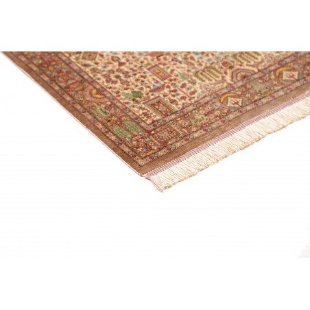 Tappeto Ghom seta Persia marrone bianco 70x298