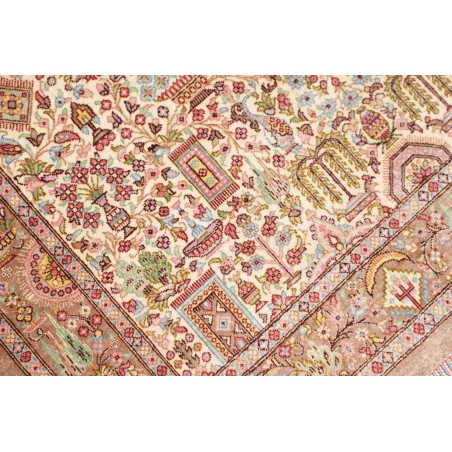 Tappeto Ghom seta Persia marrone bianco 70x298