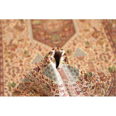 Tappeto Ghom seta Persia marrone bianco 70x298