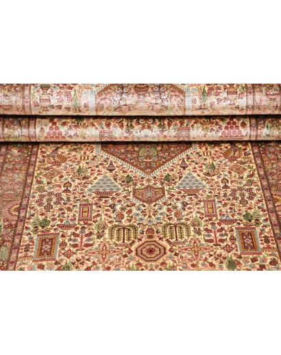 Tappeto Ghom seta Persia marrone bianco 70x298