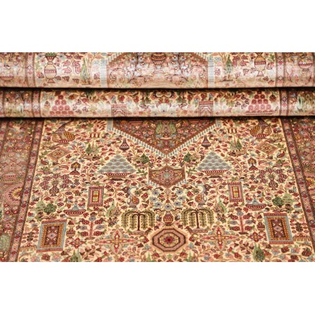 Tappeto Ghom seta Persia marrone bianco 70x298