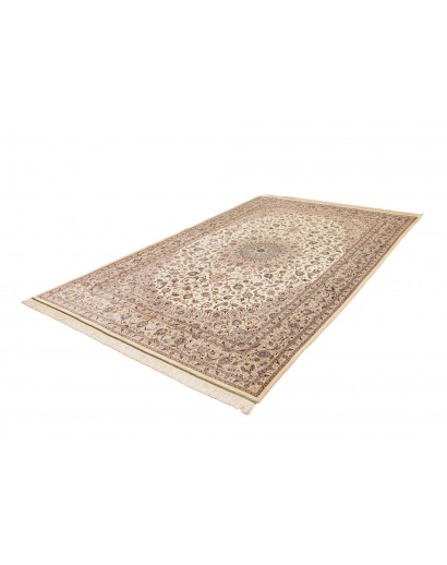 Tappeto Ghom seta Persia bianco marrone 195x295